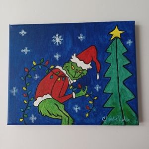 The Grinch Acrylic on canvas painting 8"×10"